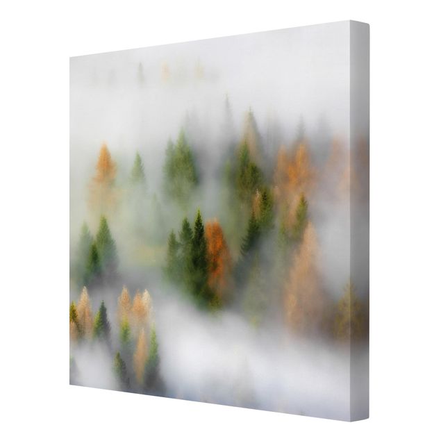 Wanddeko Büro Nebelwald im Herbst