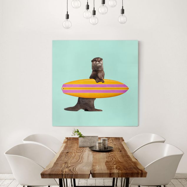 Wanddeko Wohnzimmer Otter mit Surfbrett