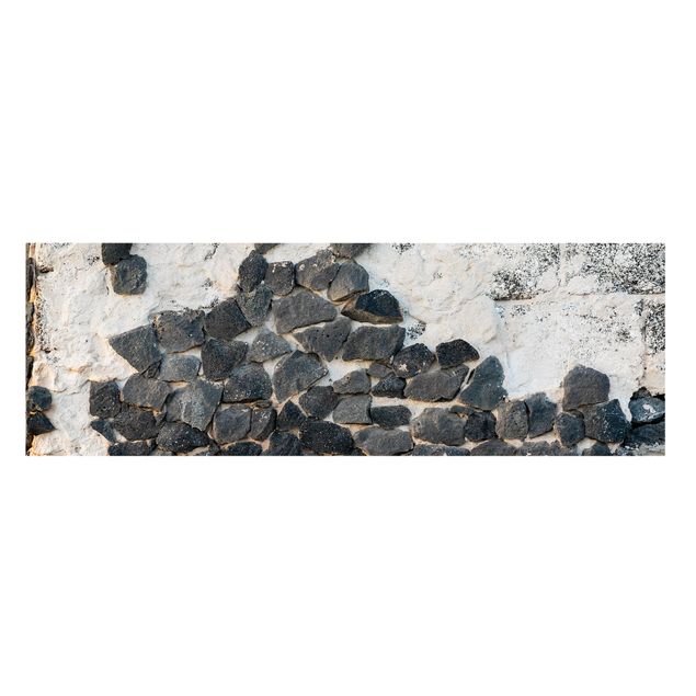 Wanddeko Esszimmer Mauer mit Schwarzen Steinen
