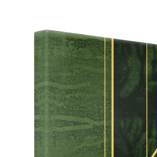 Wanddeko über Bett Goldene Geometrie - Smaragd