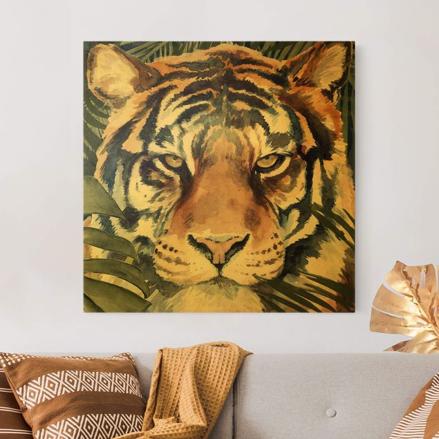 Wanddeko Wohnzimmer Tiger im Dschungel