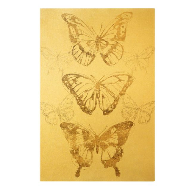 Leinwand Schmetterling Schmetterlingskomposition in Gold II