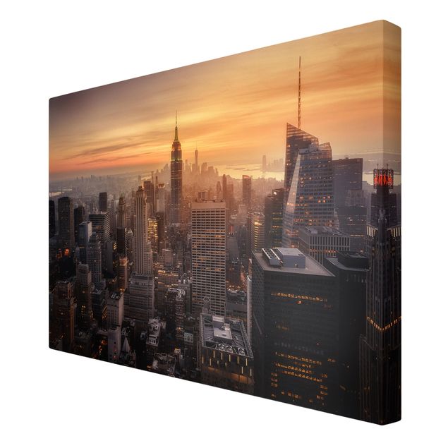Wanddeko Esszimmer Manhattan Skyline Abendstimmung
