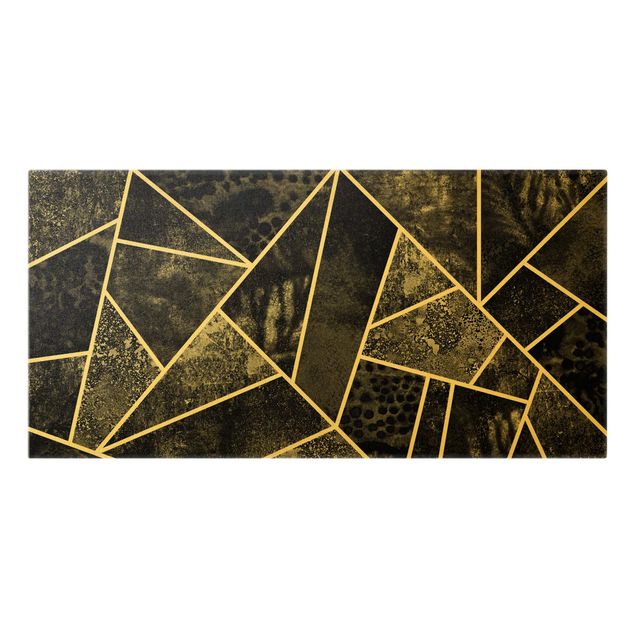 Wanddeko Jugendzimmer Goldene Geometrie - Graue Dreiecke