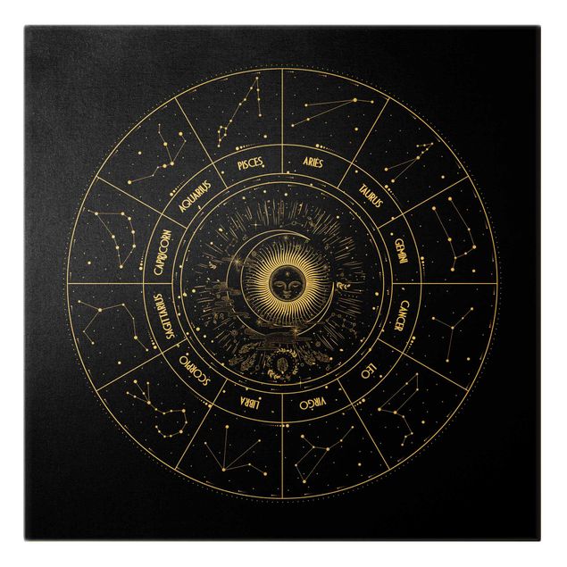 Wanddeko Sternbilder Astrologie Die 12 Sternzeichen Schwarz