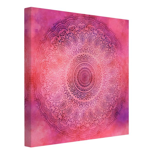 Wanddeko Esszimmer Aquarell Mandala Pink Violett