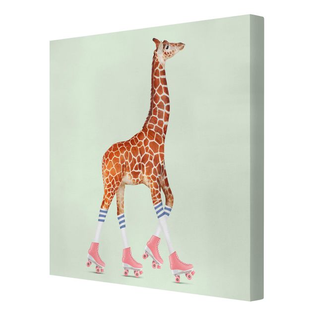 Wanddeko Flur Giraffe mit Rollschuhen