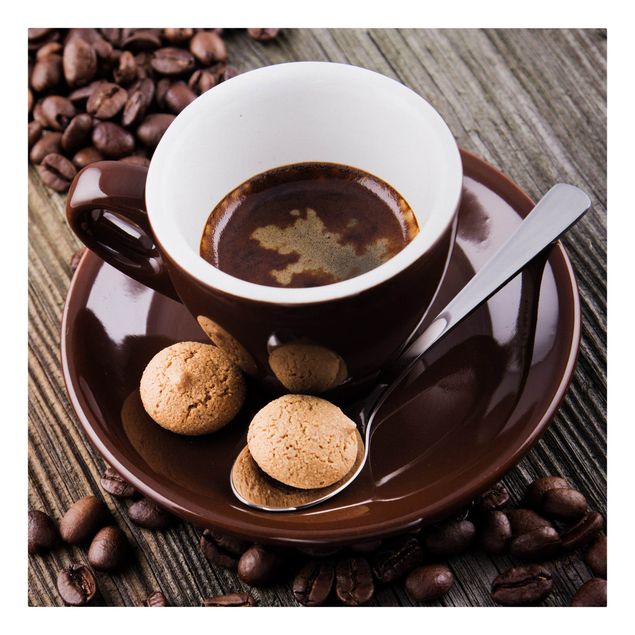 Wanddeko Getränke Kaffeetasse mit Kaffeebohnen