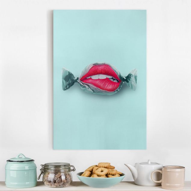 Wanddeko Küche Bonbon mit Lippen