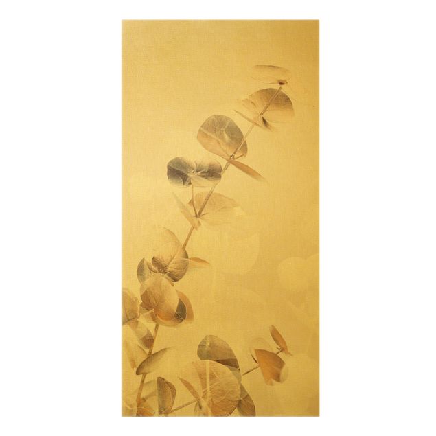 Wanddeko Flur Goldene Eukalyptuszweige mit Weiß I