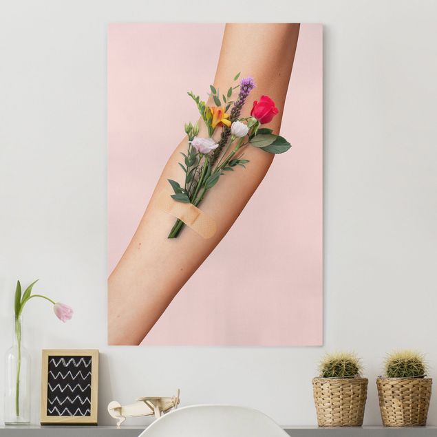 Wanddeko Wohnzimmer Arm mit Blumen