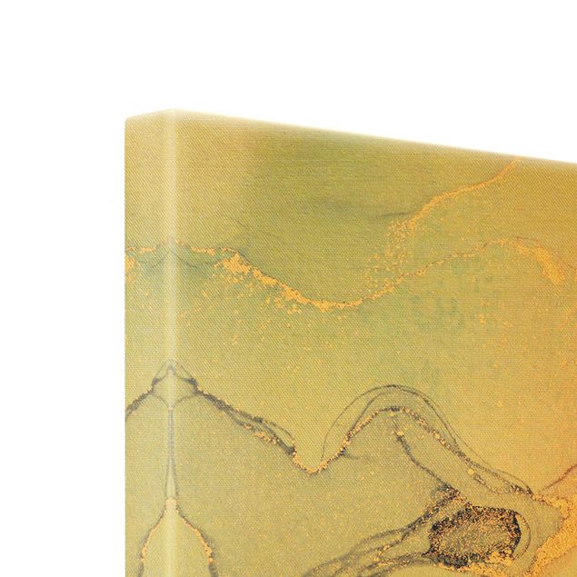 Wanddeko Treppenhaus Aquarell Pastell Bunt mit Gold