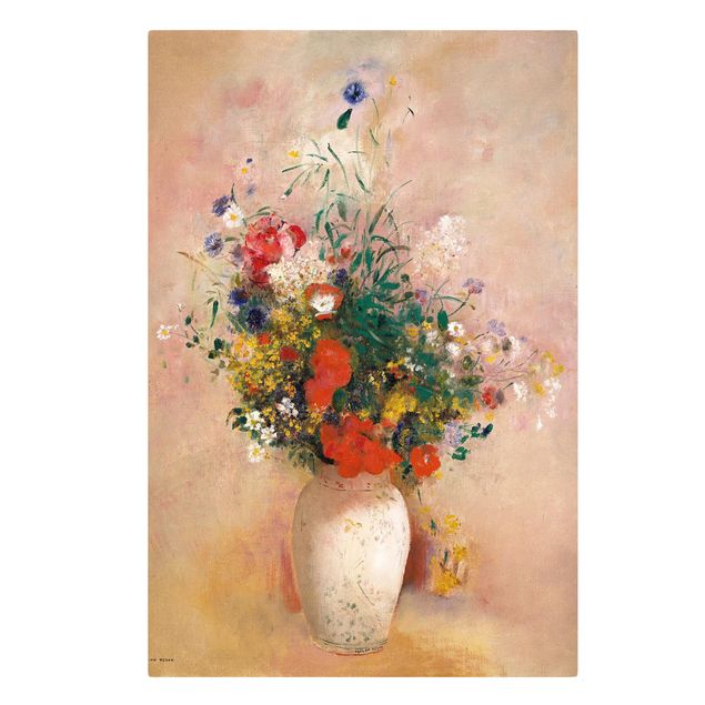 Deko Blume Odilon Redon - Vase mit Blumen (rosenfarbener Hintergrund)