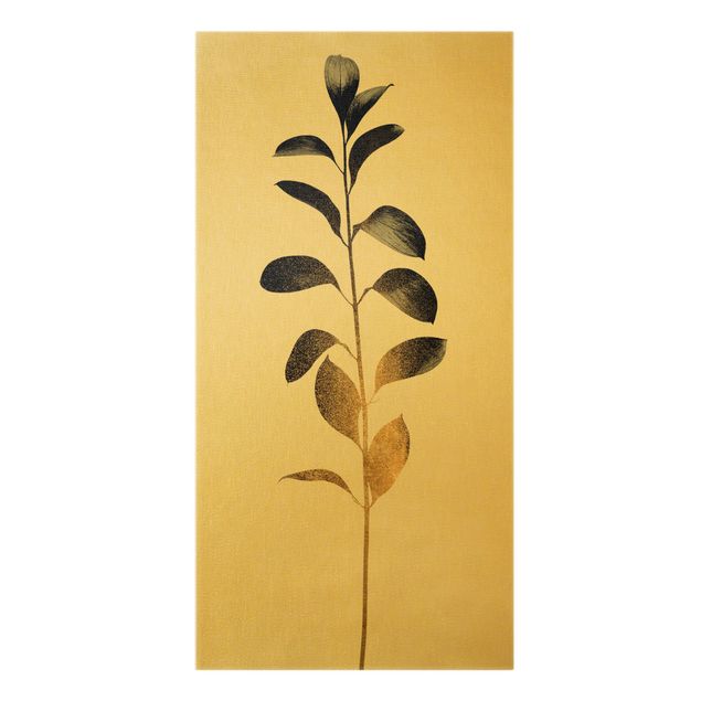 Wanddeko gold Grafische Pflanzenwelt - Gold und Grau