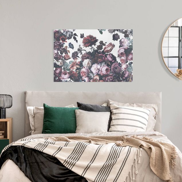 Wanddeko Schlafzimmer Altmeisterlicher Blumenrausch mit Rosen Bouquet