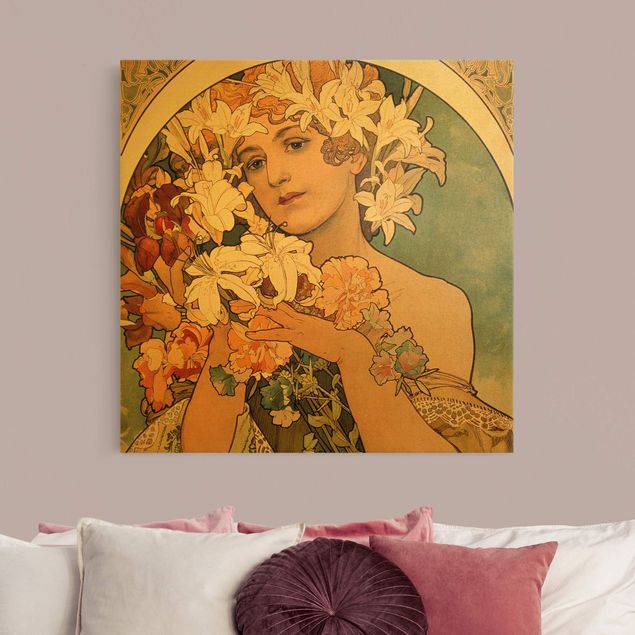 Wanddeko Wohnzimmer Alfons Mucha - Blume