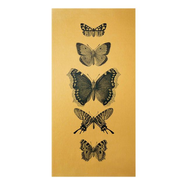 Wanddeko Esszimmer Tusche Schmetterlinge auf Beige