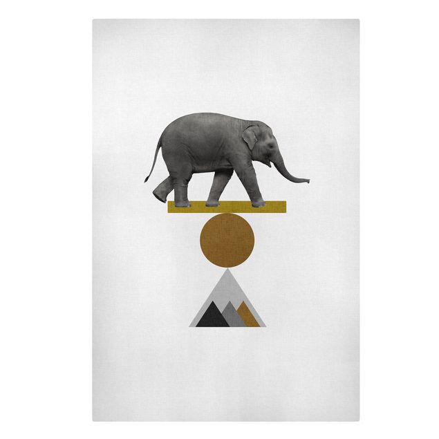 Wanddeko Flur Balancekunst Elefant