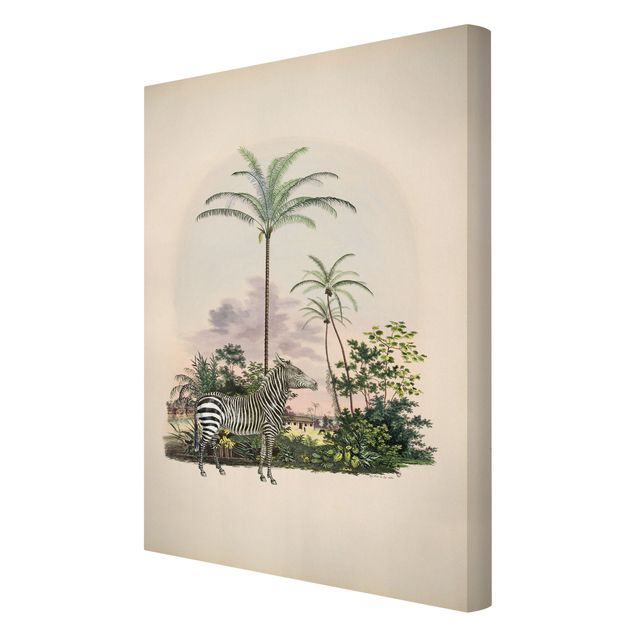 Wanddeko Büro Zebra vor Palmen Illustration