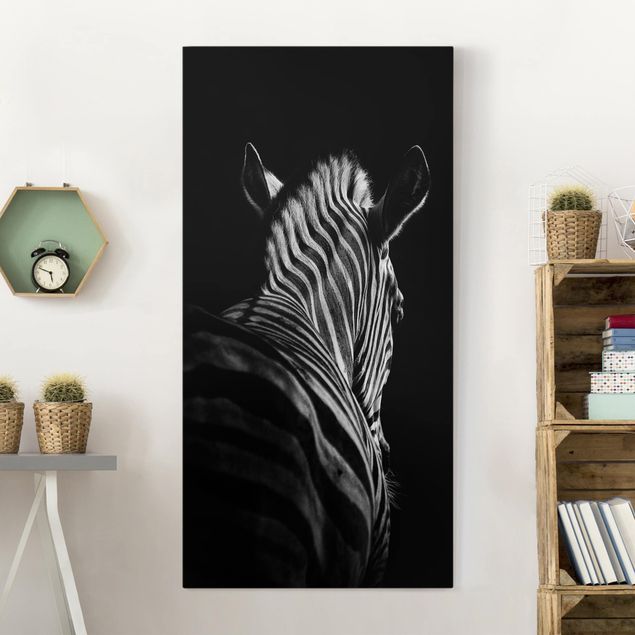 Wanddeko Wohnzimmer Dunkle Zebra Silhouette