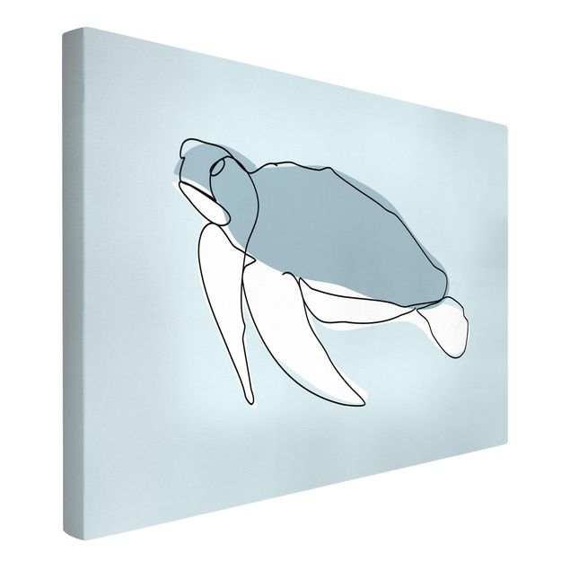 Leinwandbilder Fisch Schildkröte Line Art