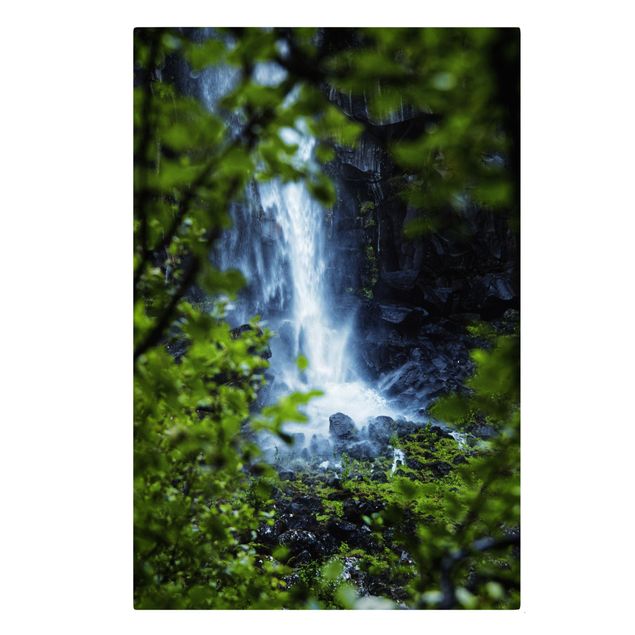 Wanddeko grün Blick zum Wasserfall