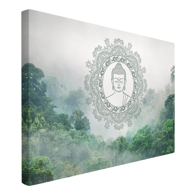 Wanddeko Schlafzimmer Buddha Mandala im Nebel