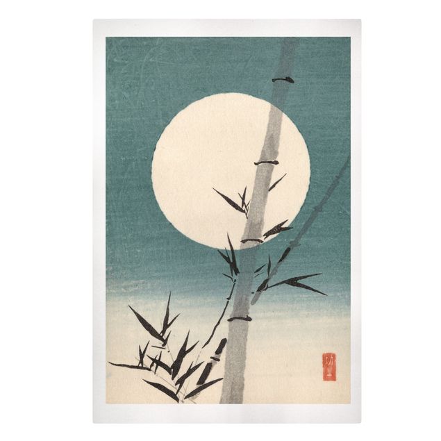Wanddeko Flur Japanische Zeichnung Bambus und Mond