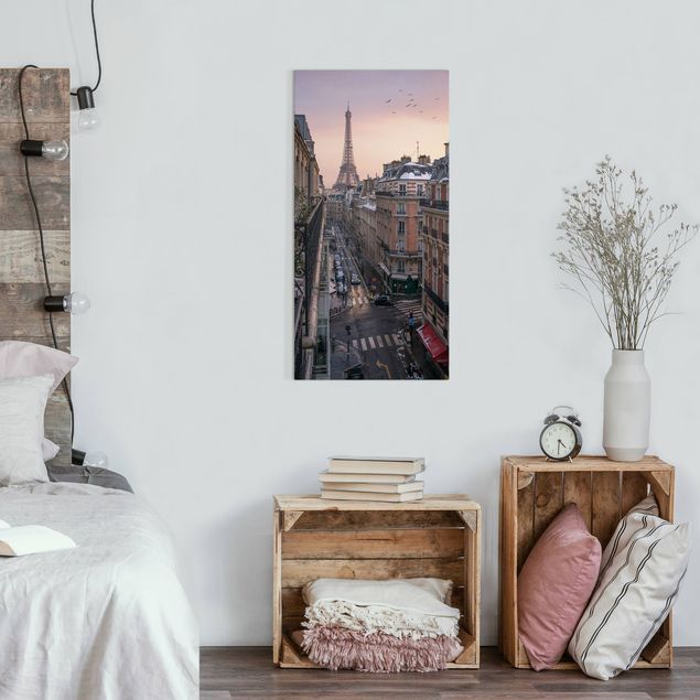 Wanddeko Wohnzimmer Eiffelturm bei Sonnenuntergang