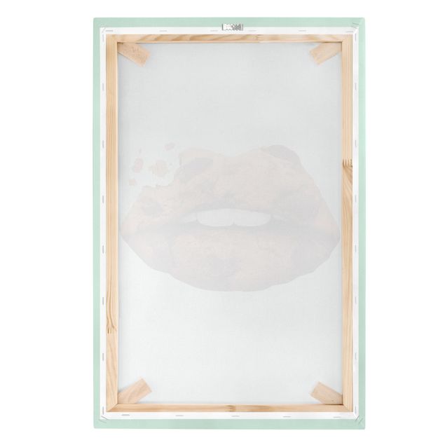 Wandbilder Kunstdrucke Lippen mit Keks