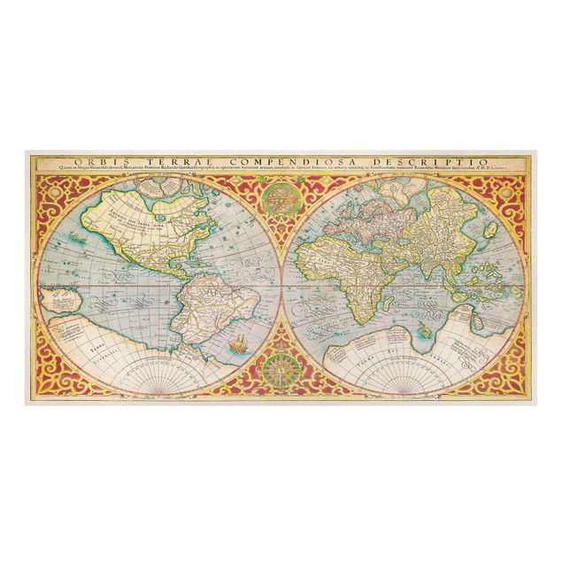 Wanddeko Esszimmer Historische Weltkarte Orbis Terrare Compendiosa Descriptio