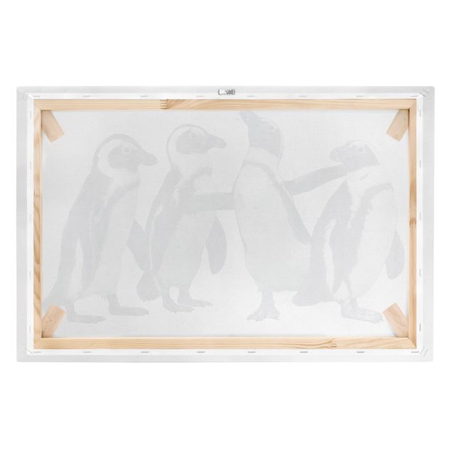 Leinwand Vögel Illustration Pinguine Schwarz Weiß Aquarell
