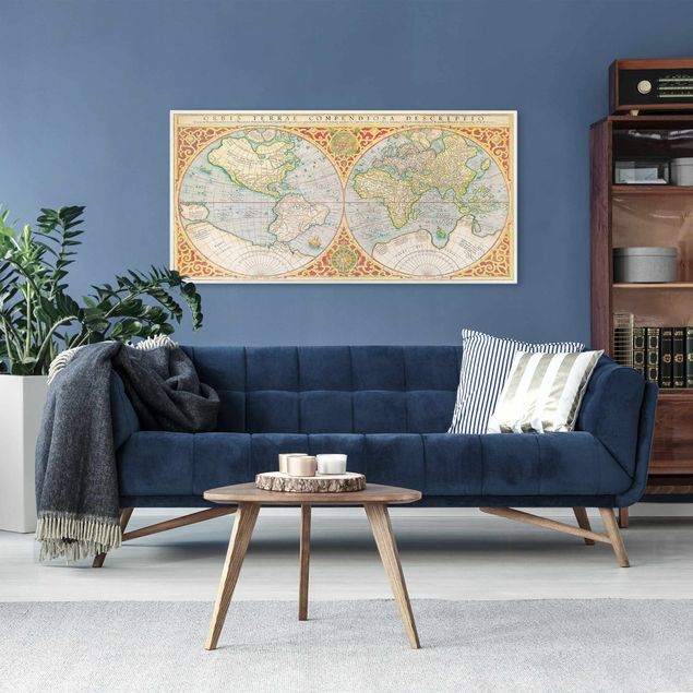 Wanddeko Wohnzimmer Historische Weltkarte Orbis Terrare Compendiosa Descriptio