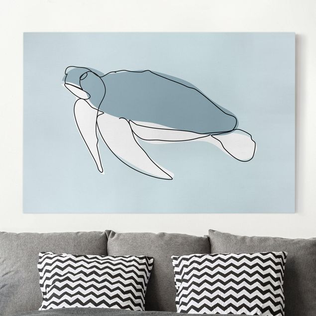 Wanddeko Jungenzimmer Schildkröte Line Art