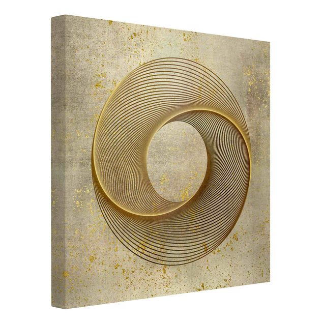 Wanddeko Flur Line Art Kreisspirale Gold