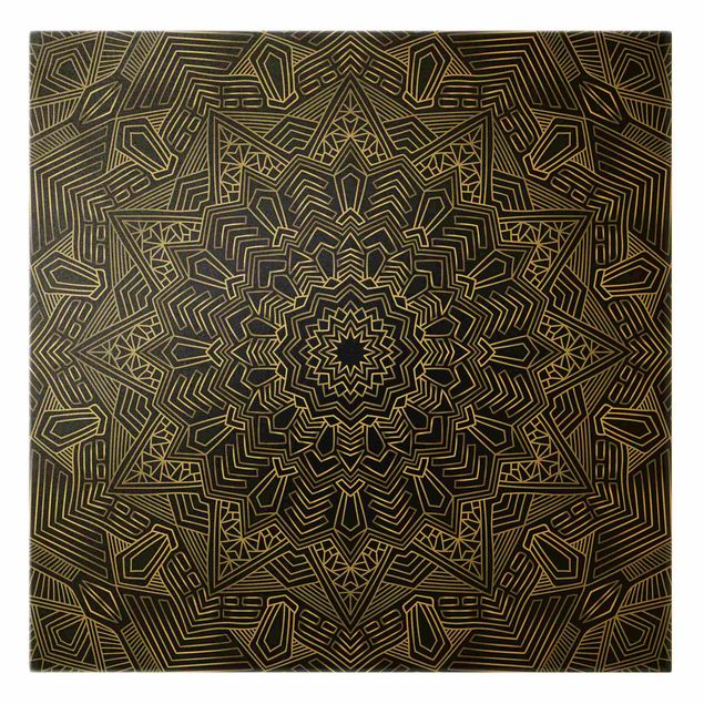 Wanddeko Esszimmer Mandala Stern Muster silber schwarz