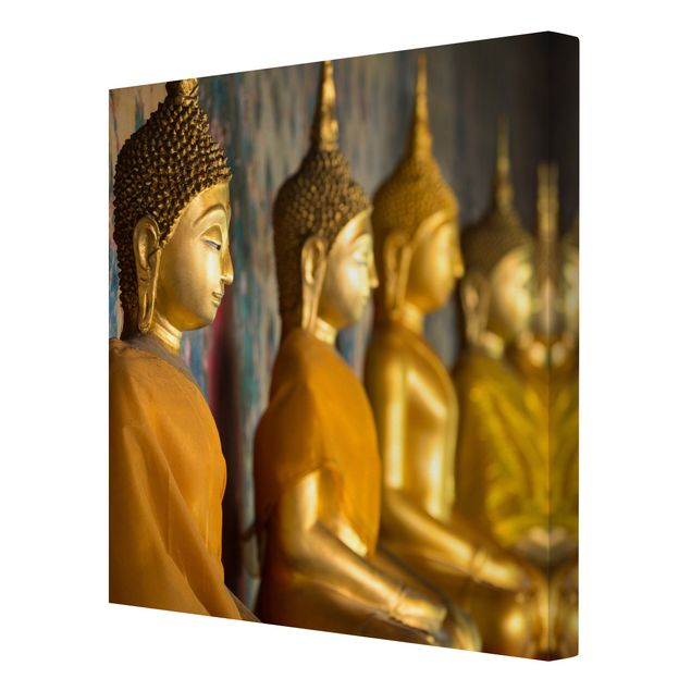 Wanddeko Flur Goldene Buddha Statuen