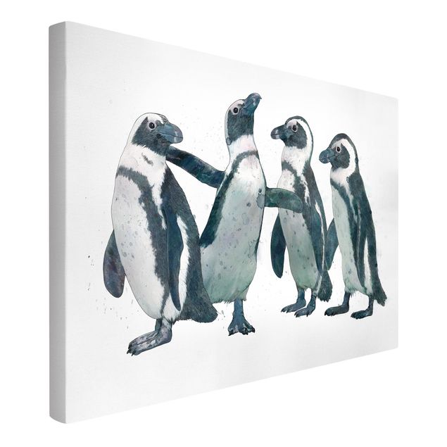 Wanddeko Flur Illustration Pinguine Schwarz Weiß Aquarell