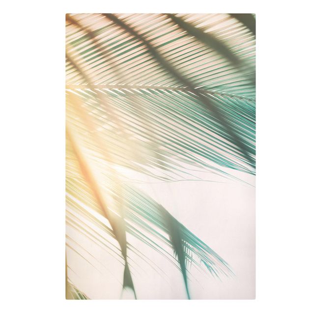 Wanddeko Büro Tropische Pflanzen Palmen bei Sonnenuntergang II