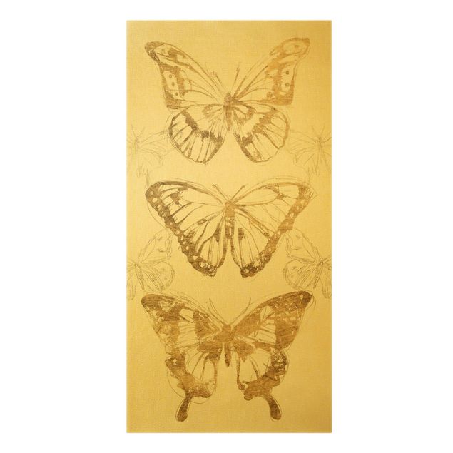 Leinwand Schmetterling Schmetterlingskomposition in Gold II