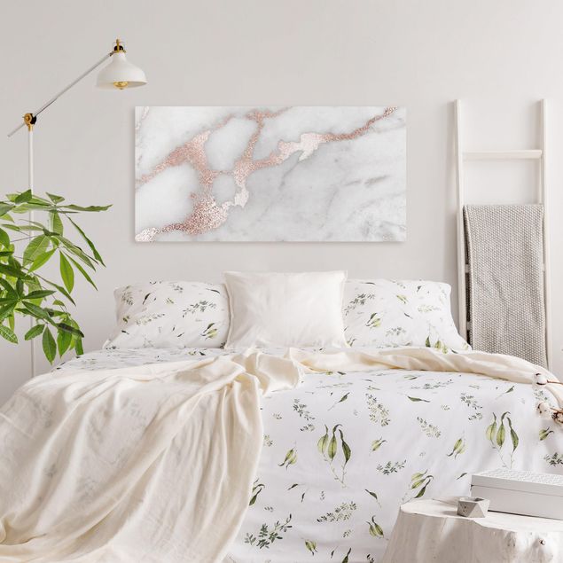 Wanddeko Schlafzimmer Marmoroptik mit Glitzer