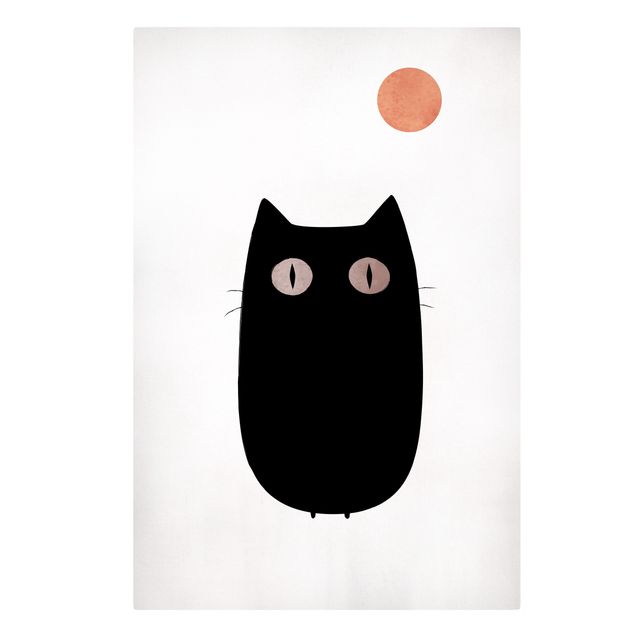 Wanddeko Esszimmer Schwarze Katze Illustration
