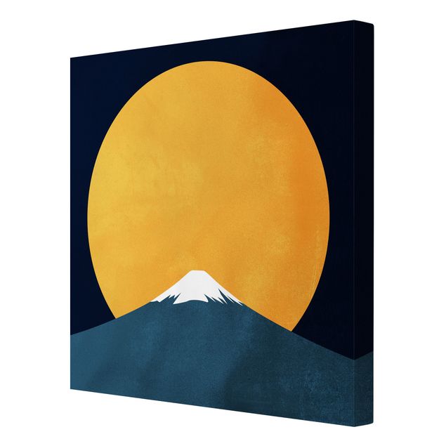 Wanddeko Büro Sonne, Mond und Berge