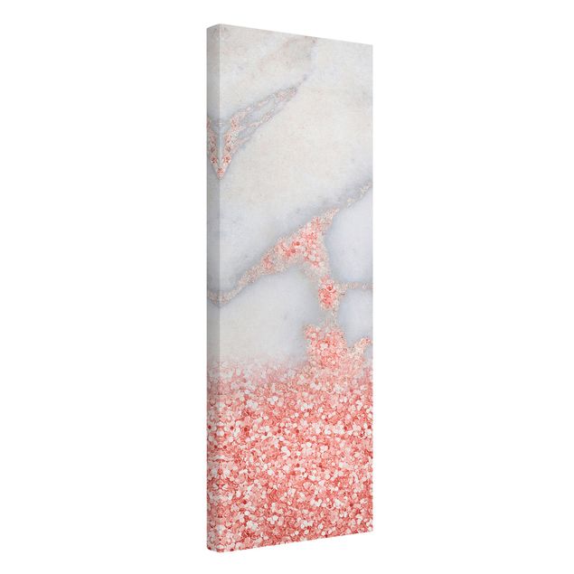 Wanddeko Flur Marmoroptik mit Rosa Konfetti