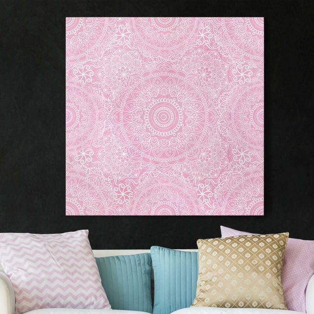 Wanddeko Wohnzimmer Muster Mandala Rosa