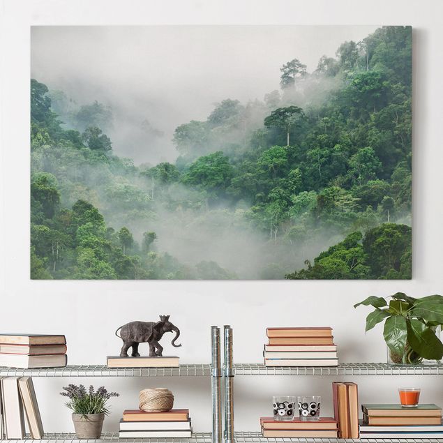 Wanddeko Wohnzimmer Dschungel im Nebel