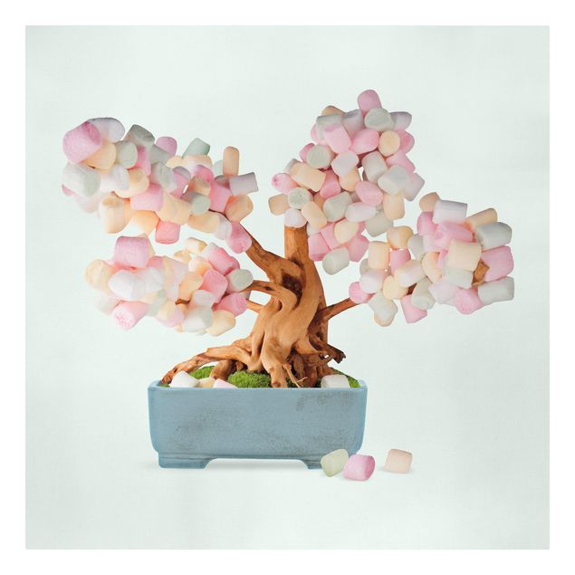 Deko Pflanzen Bonsai mit Marshmallows