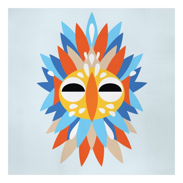 Wanddeko Jungenzimmer Collage Ethno Maske - Papagei