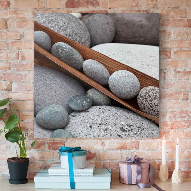 Wanddeko Wohnzimmer Stillleben mit grauen Steinen