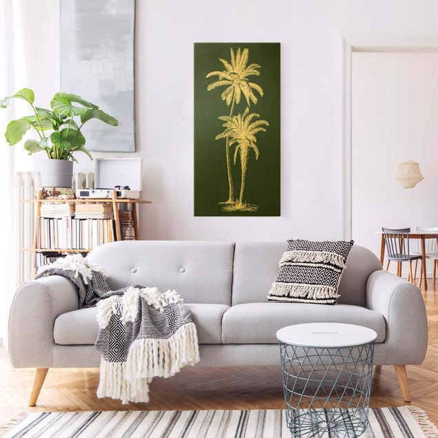 Wanddeko Schlafzimmer Illustration Palmen auf Grün